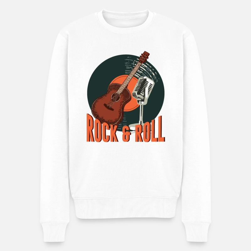 Rock and Roll - Männer Premium Bio Pullover - Weiß