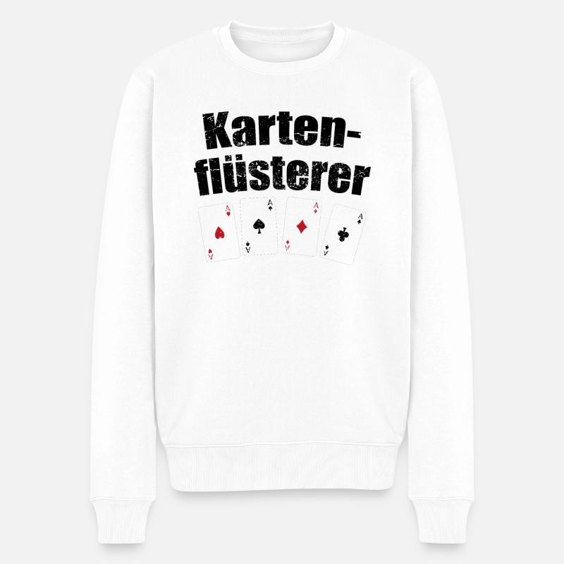 Kartenflüsterer Ass Spielkarten Karten Geschenk - Männer Premium Bio Pullover - Weiß