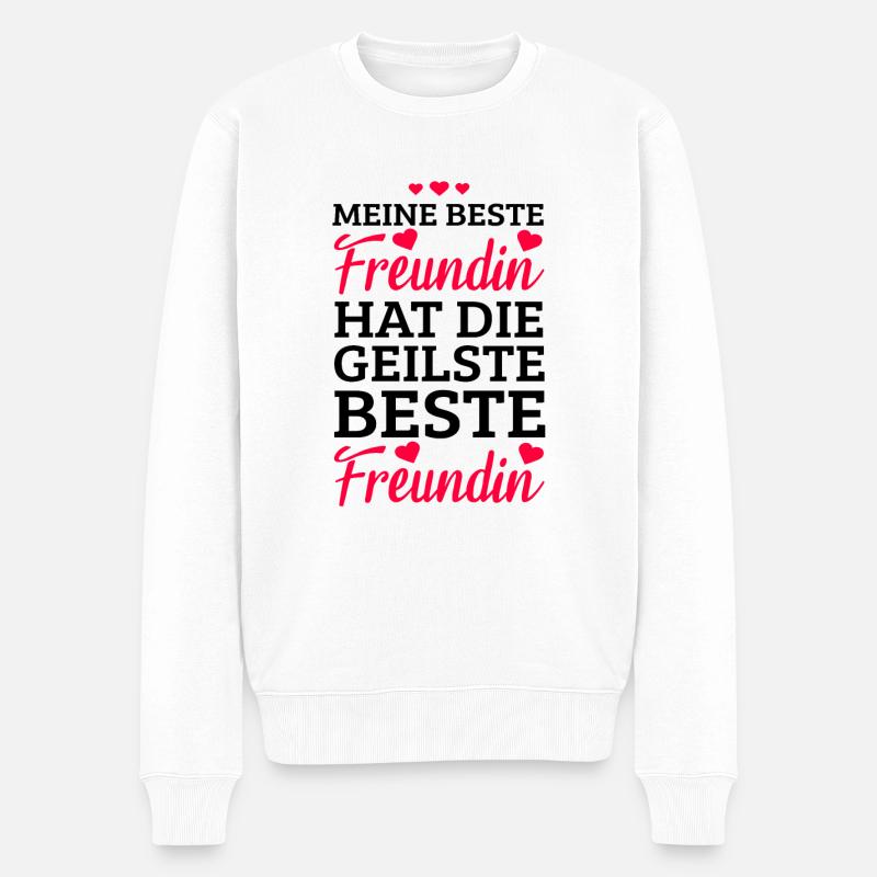 meine beste Freundin hat die geilstebeste Freundin - Männer Premium Bio Pullover - Weiß