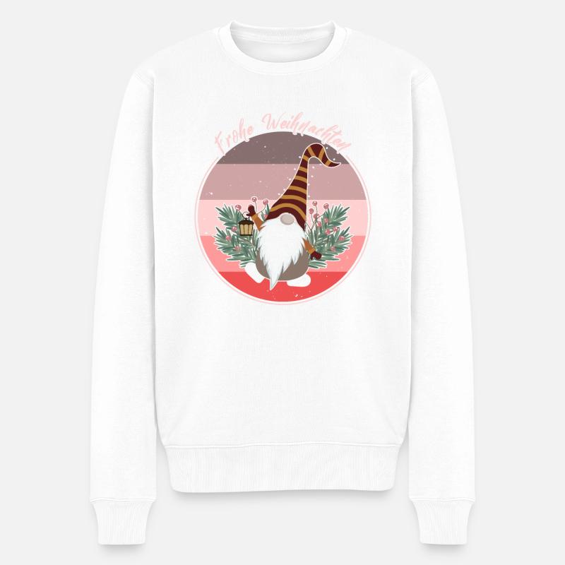 Niedlicher Weihnachtswichtel festliche Stimmung - Männer Premium Bio Pullover - Weiß