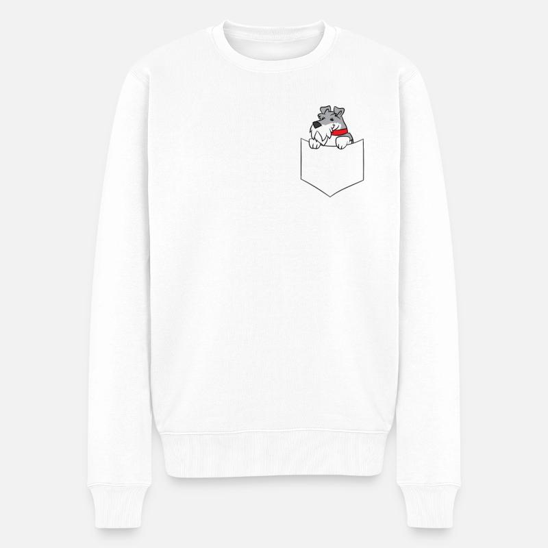 Schnauzer Hund in der Tasche - Männer Premium Bio Pullover - Weiß