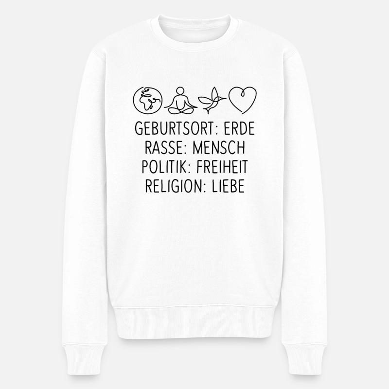 Religion Liebe Freiheit Leben gemeinsam Menschen - Männer Premium Bio Pullover - Weiß
