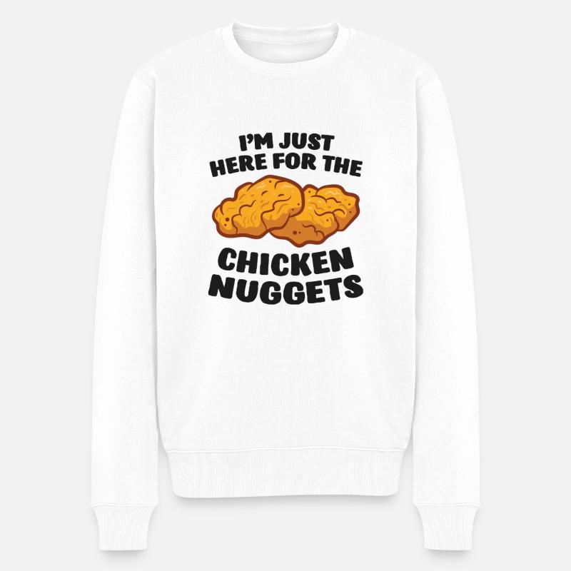 Ich bin nur für die Chicken Nuggets Hier - Männer Premium Bio Pullover - Weiß