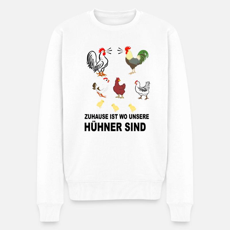 HÜHNER UND HÄHNE - Männer Premium Bio Pullover - Weiß