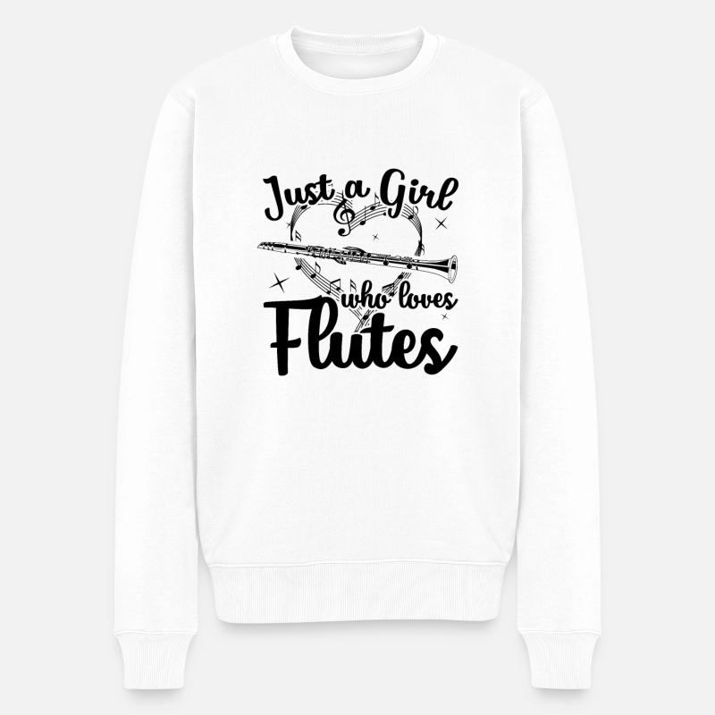 Flöten Mädchen | Querflöte Flötistin Geschenkideen - Männer Premium Bio Pullover - Weiß