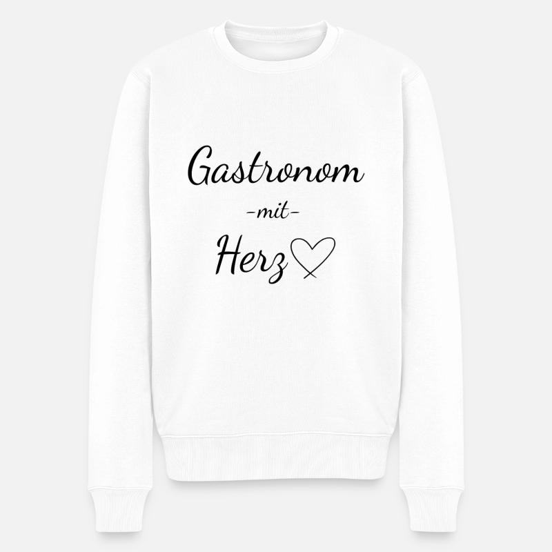 Gastronom mit Herz - Männer Premium Bio Pullover - Weiß