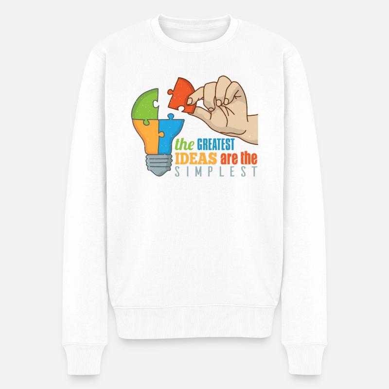 Die größten Ideen sind die einfachsten - Männer Premium Bio Pullover - Weiß