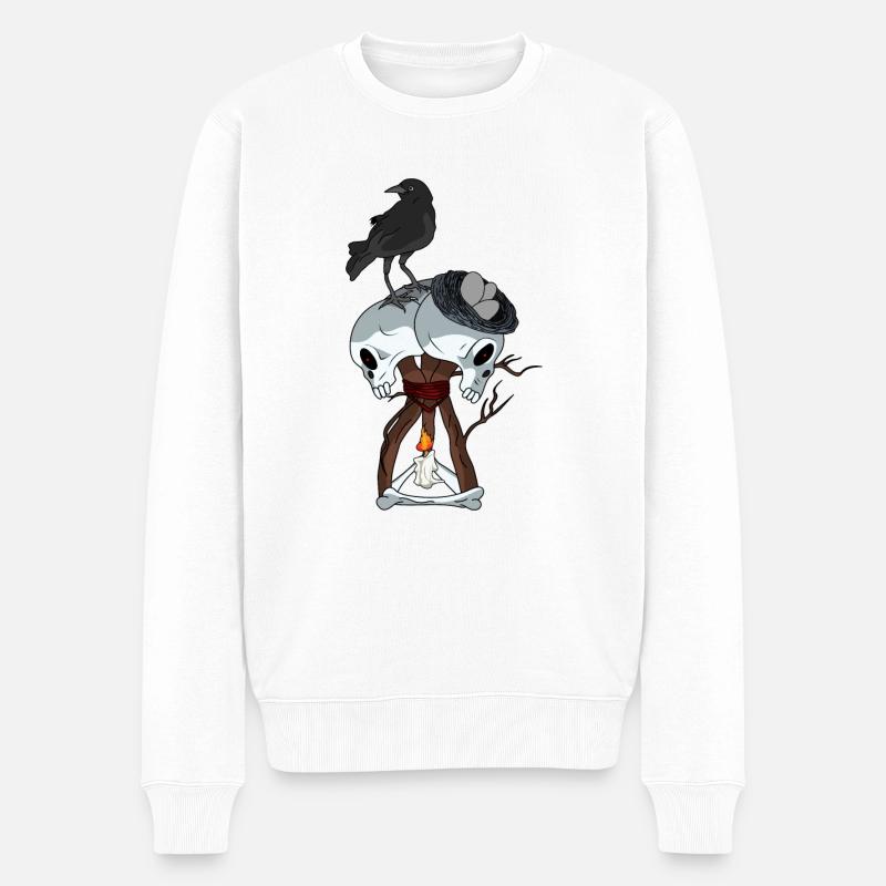Schädel Hex Crow Videospiel - Männer Premium Bio Pullover - Weiß