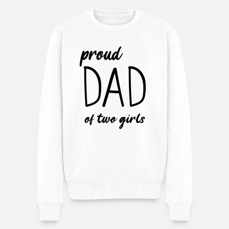 Stolzer Papa von zwei Mädchen - Männer Premium Bio Pullover - Weiß