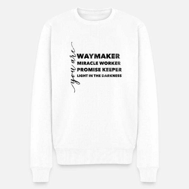 Waymaker Miracle Worker Promise Christlich Glaube - Männer Premium Bio Pullover - Weiß