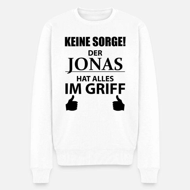 Jonas Vorname Geschenk Cooler Spruch Namenstag - Männer Premium Bio Pullover - Weiß