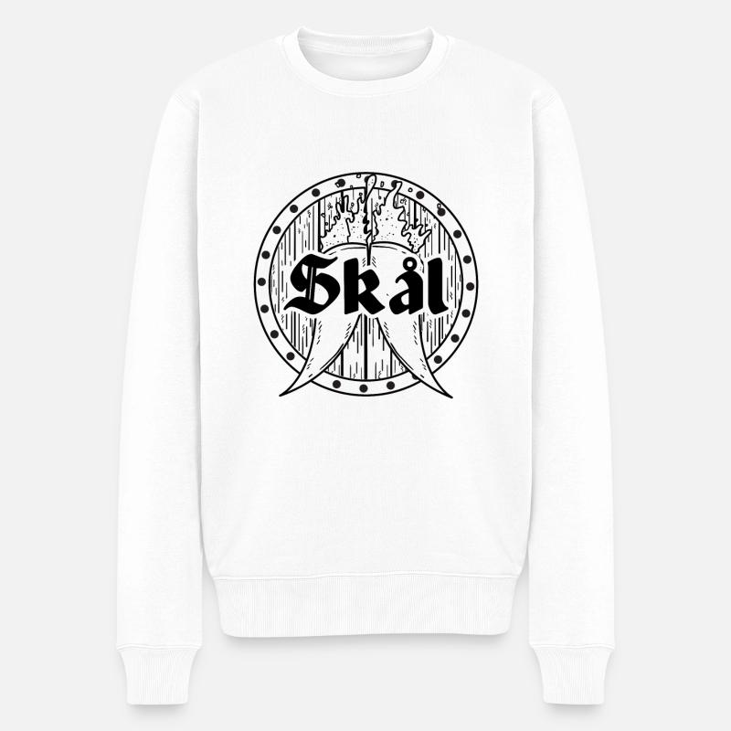 Viking Odin Victory Or Valhalla Norse - Männer Premium Bio Pullover - Weiß