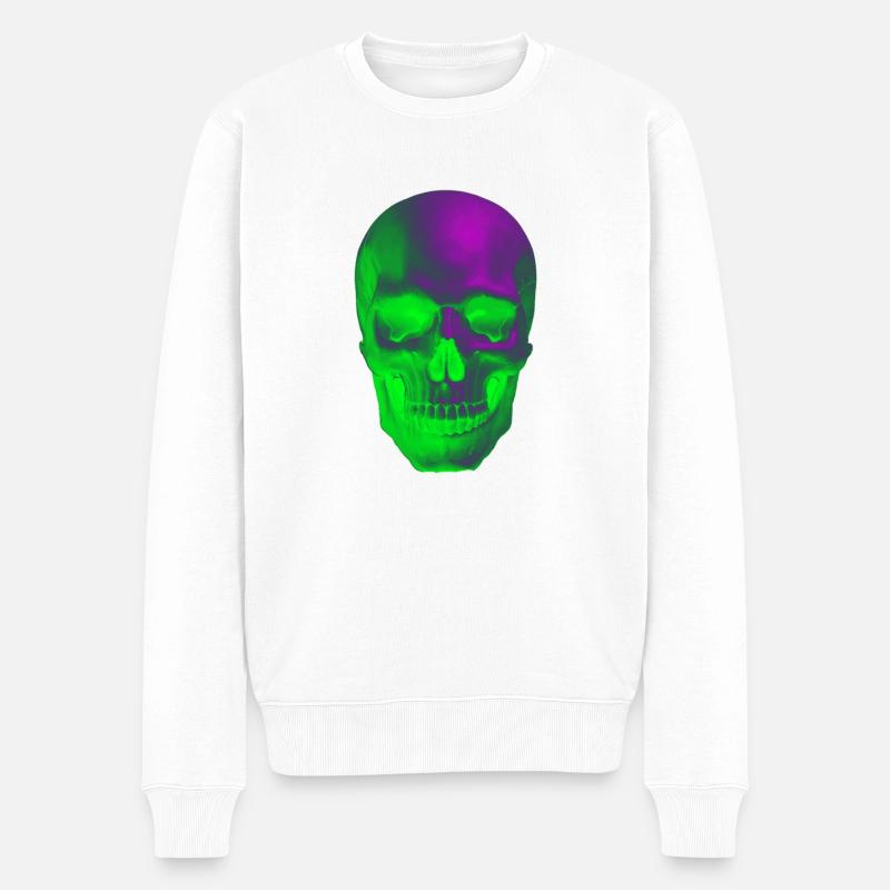 skull grunge neon party sun trend style aesthetic - Männer Premium Bio Pullover - Weiß