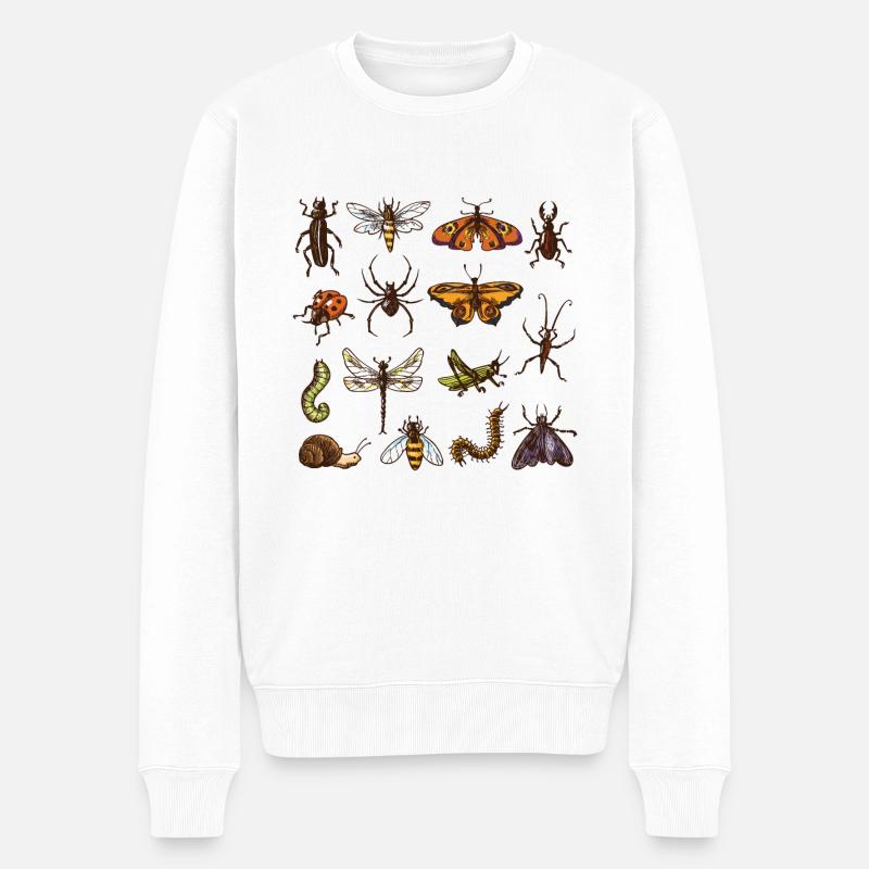 Minibeasts T Shirt With Insects - Männer Premium Bio Pullover - Weiß