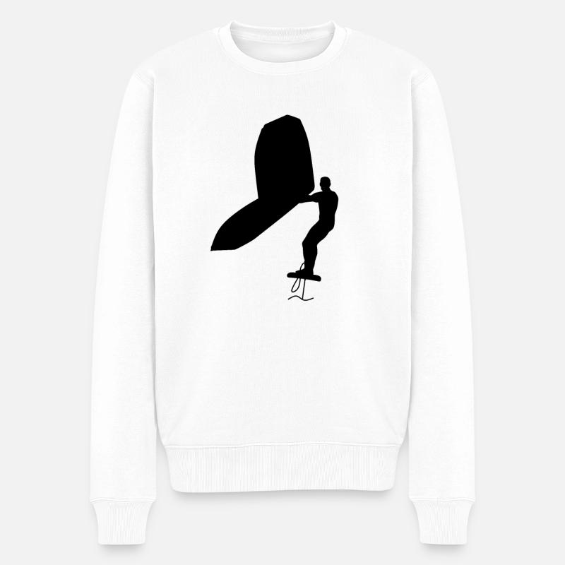 Surfer beim Foilen - Männer Premium Bio Pullover - Weiß