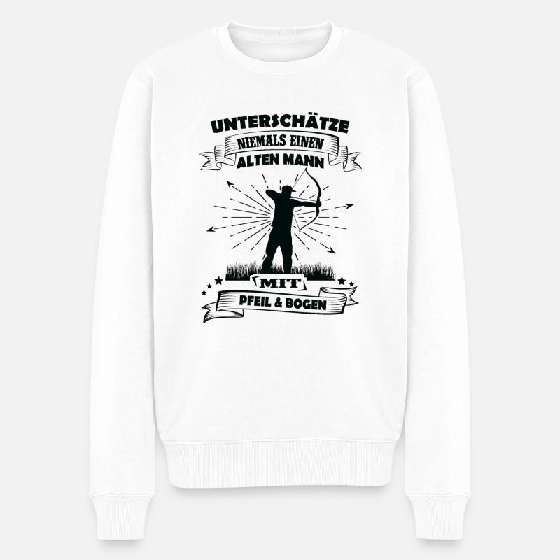 Bogenschießen Alter Mann Spruch Archer Bogensport - Männer Premium Bio Pullover - Weiß