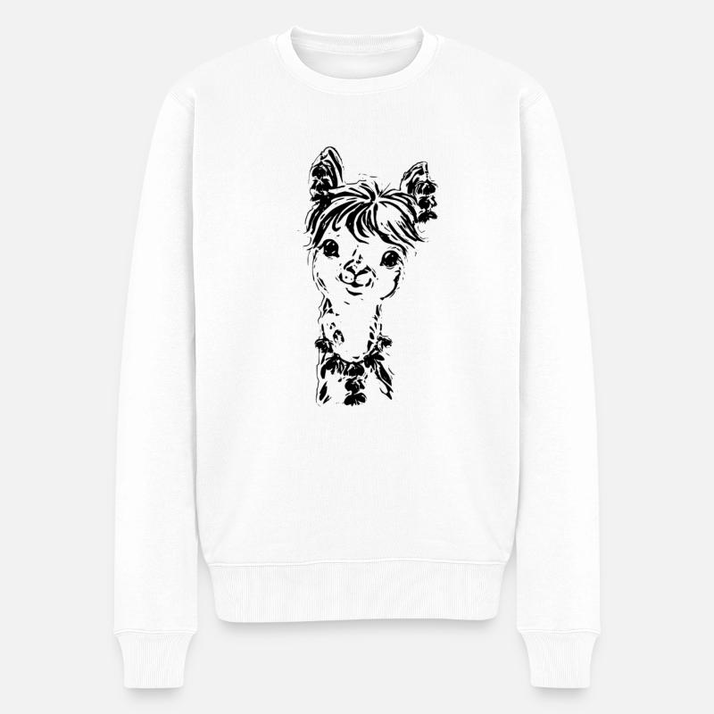 Alpaka - Männer Premium Bio Pullover - Weiß