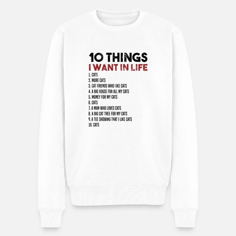 I want Cats - Männer Premium Bio Pullover - Weiß