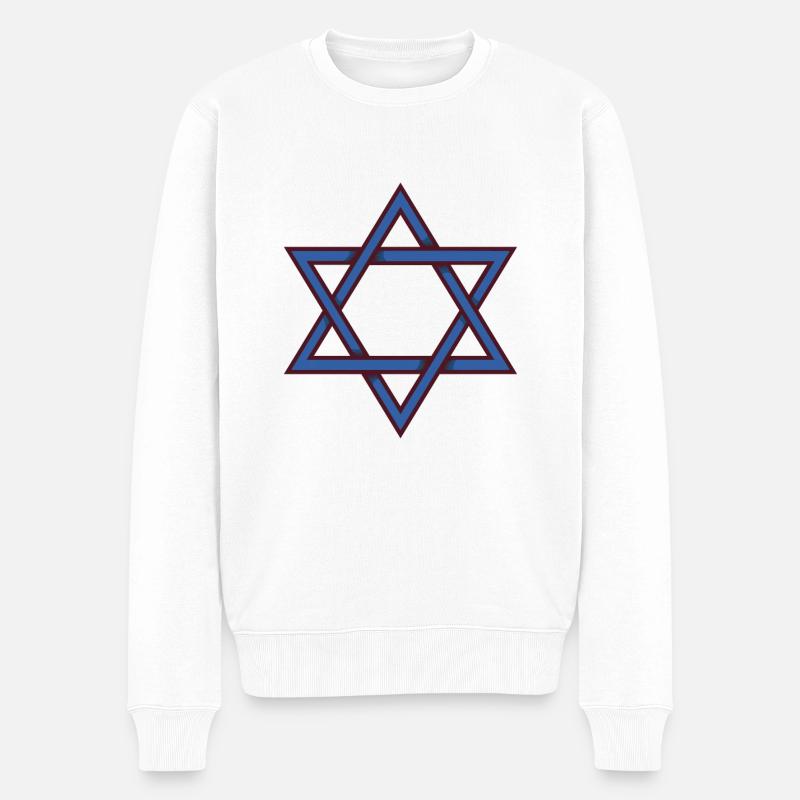 Davidstern - Männer Premium Bio Pullover - Weiß
