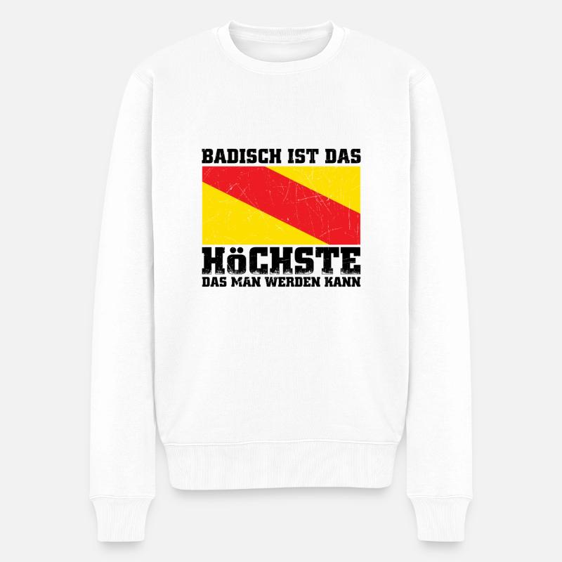 Badische Flagge | Badener Baden Badner Geschenke - Männer Premium Bio Pullover - Weiß