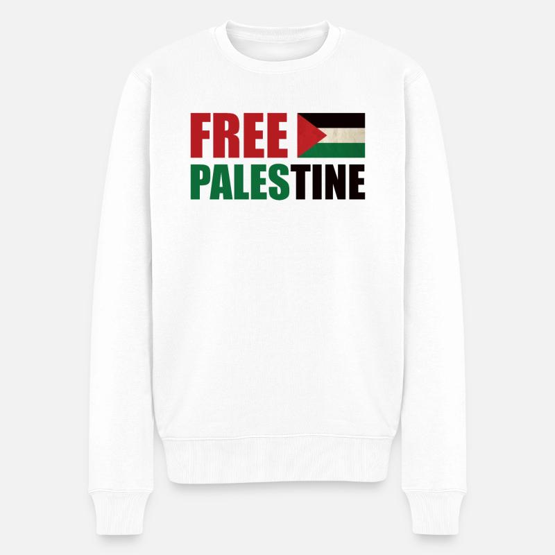 Free Palestine Palästina - Männer Premium Bio Pullover - Weiß