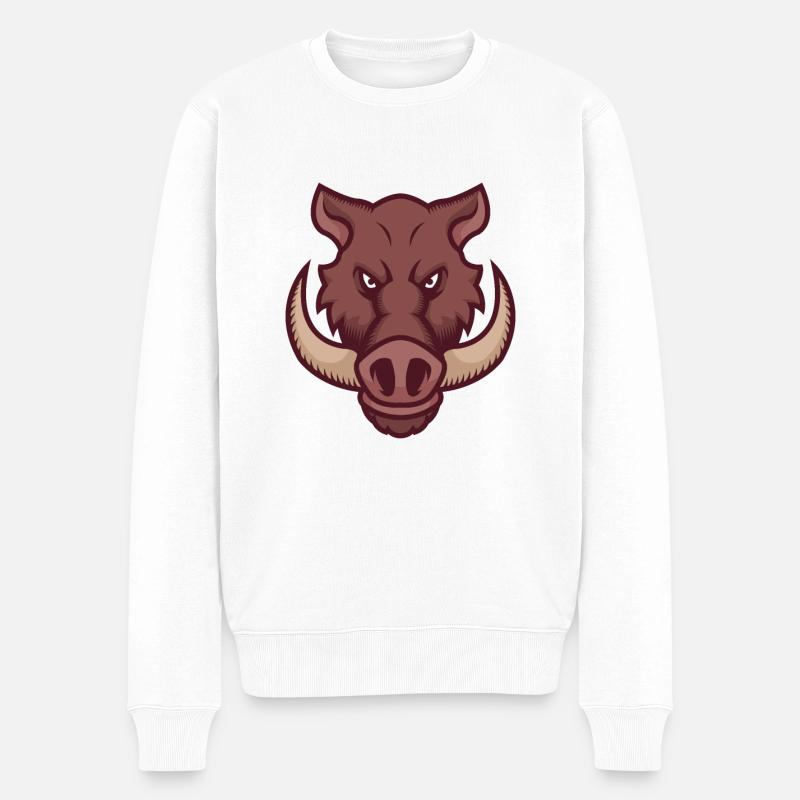 Wildschwein - Männer Premium Bio Pullover - Weiß