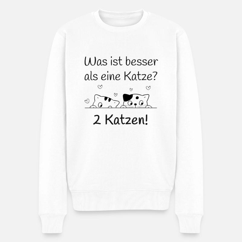Katze Haustier - Männer Premium Bio Pullover - Weiß
