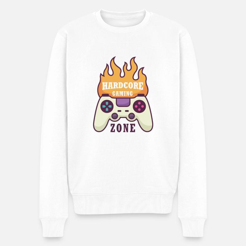 Gamepad on Fire - Männer Premium Bio Pullover - Weiß