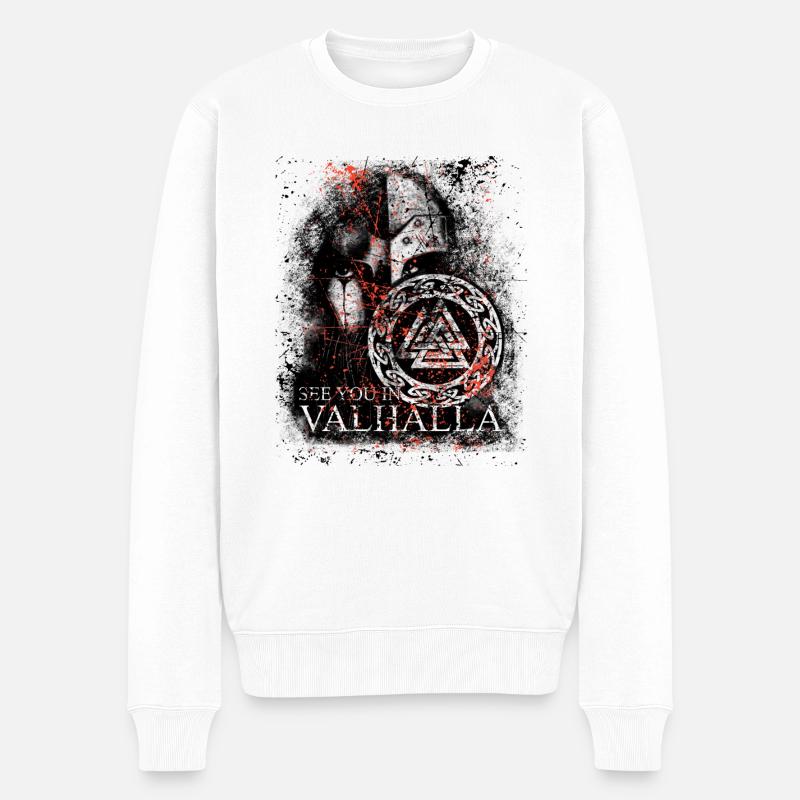 viking See You in Valhalla - Männer Premium Bio Pullover - Weiß