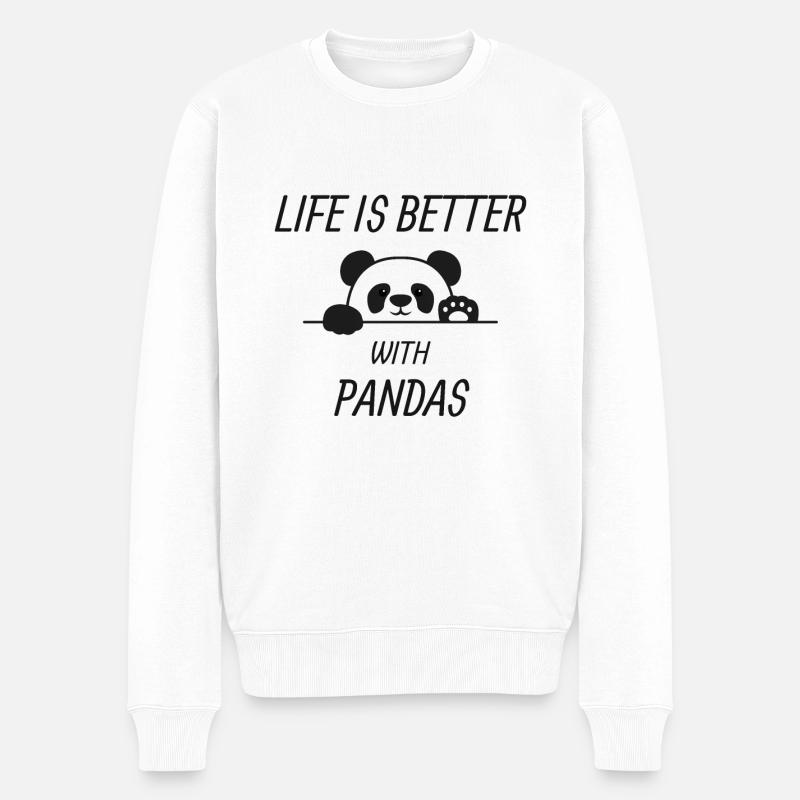Pandas - Männer Premium Bio Pullover - Weiß