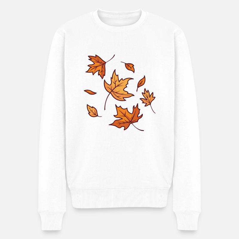 Herbstblätter - Männer Premium Bio Pullover - Weiß
