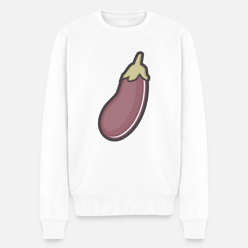 Aubergine - Männer Premium Bio Pullover - Weiß