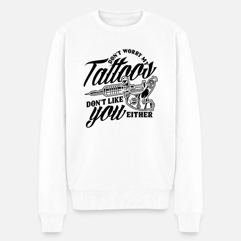 Lustiges Tattoo Tätowierer Tattoos Geschenk - Männer Premium Bio Pullover - Weiß