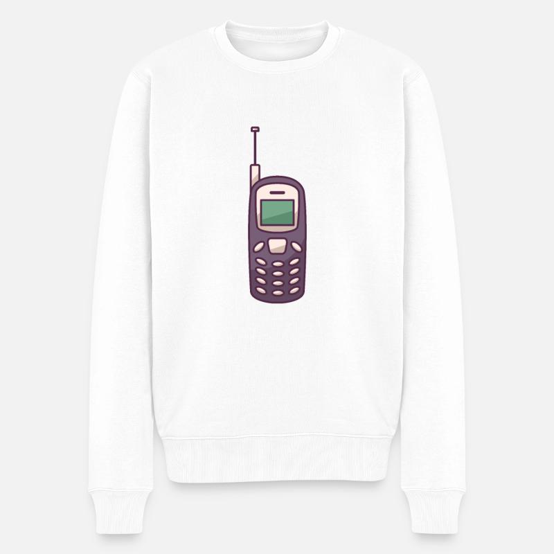 Retro Gsm Handy - Männer Premium Bio Pullover - Weiß