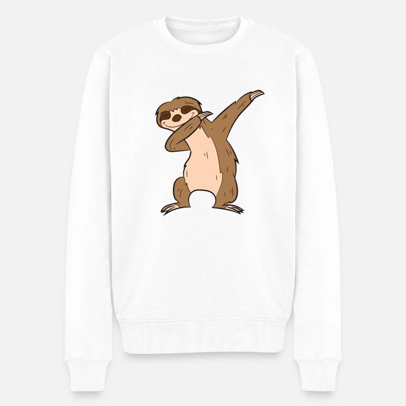Dabbing Faultier Süßes Dabbendes Faultier - Männer Premium Bio Pullover - Weiß