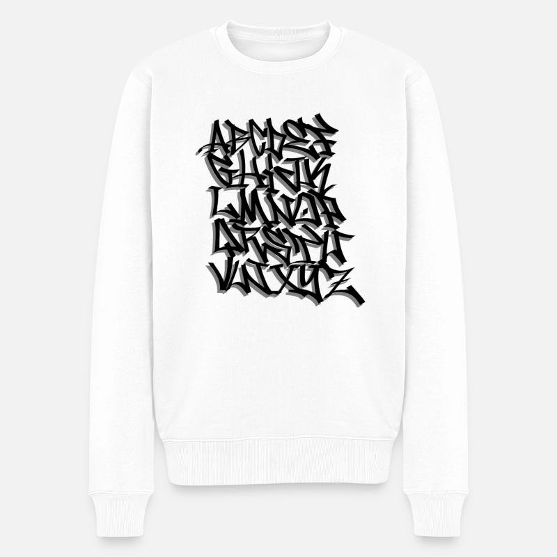 Alphabet Graffiti writting - Pull Premium bio Homme - blanc