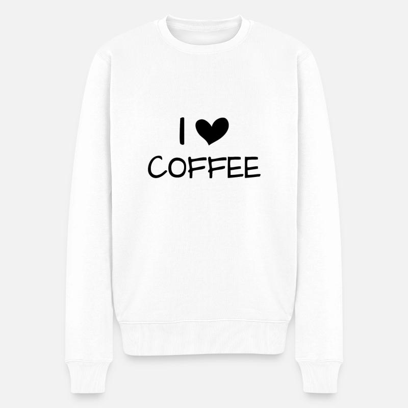 I love coffee - Männer Premium Bio Pullover - Weiß