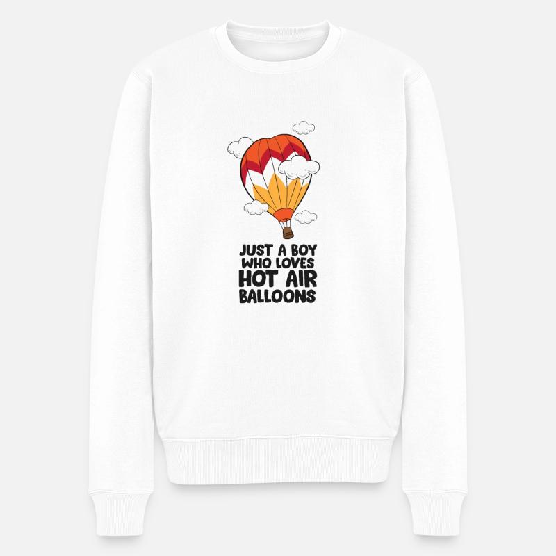 Nur Ein Junge Der Heißluftballone Liebt - Männer Premium Bio Pullover - Weiß
