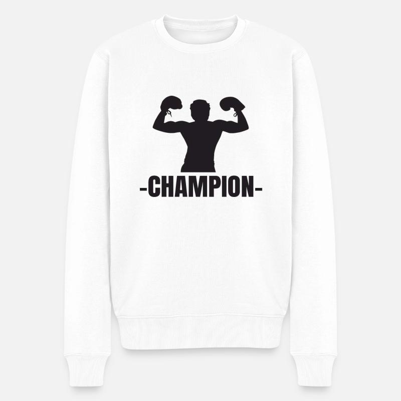 Boxen Champion - Männer Premium Bio Pullover - Weiß