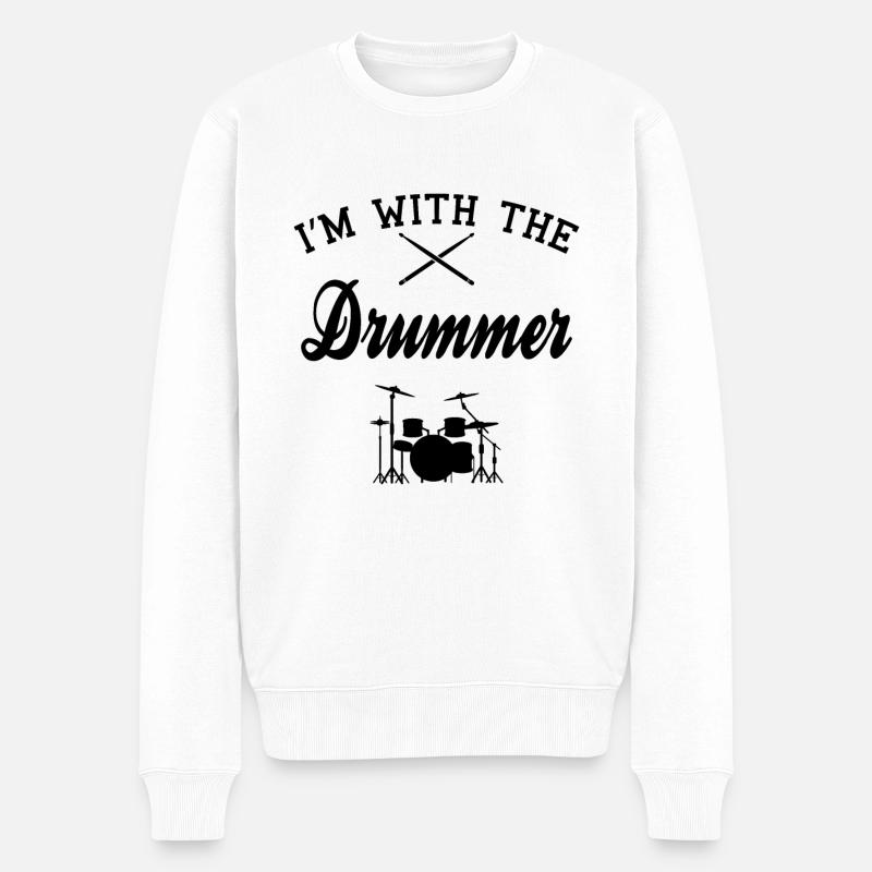 DRUMMER GIRLFRIEND Geschenk Schlagzeug für - Männer Premium Bio Pullover - Weiß