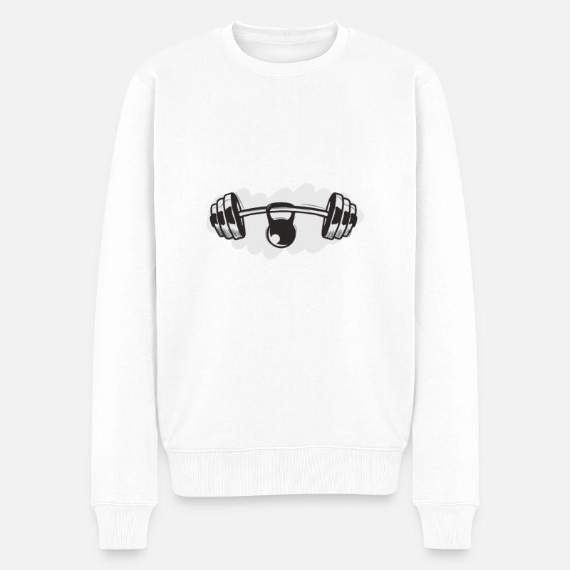 Barbell et kettlebell - Pull Premium bio Homme - blanc