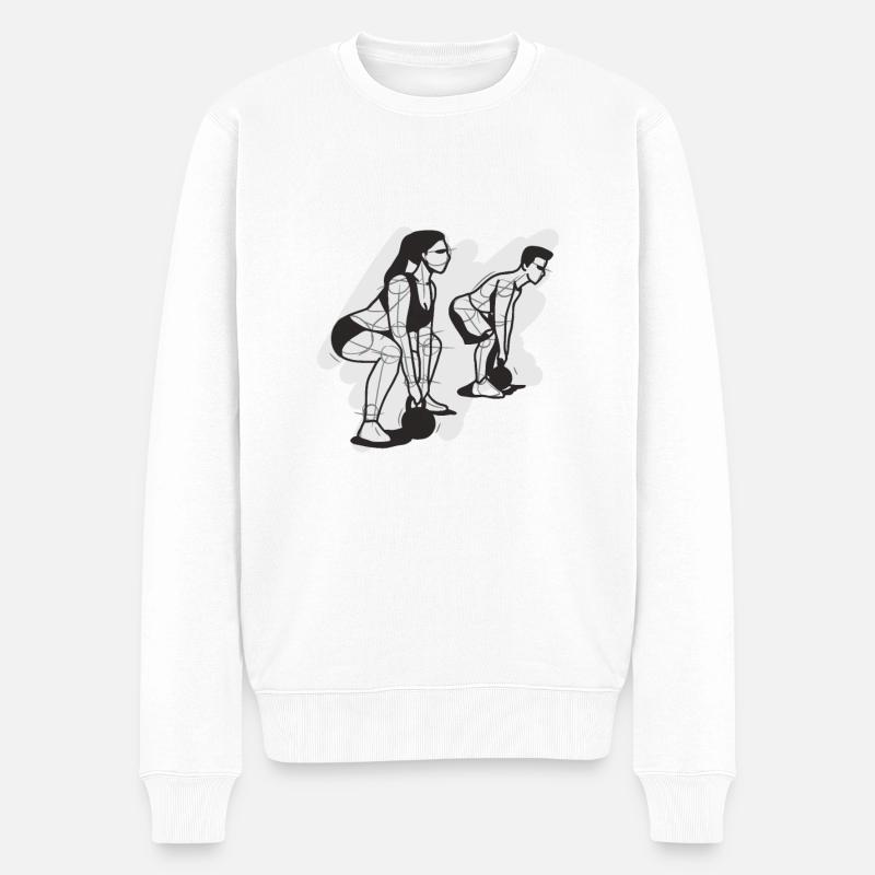 Training im Fitnessstudio - Männer Premium Bio Pullover - Weiß