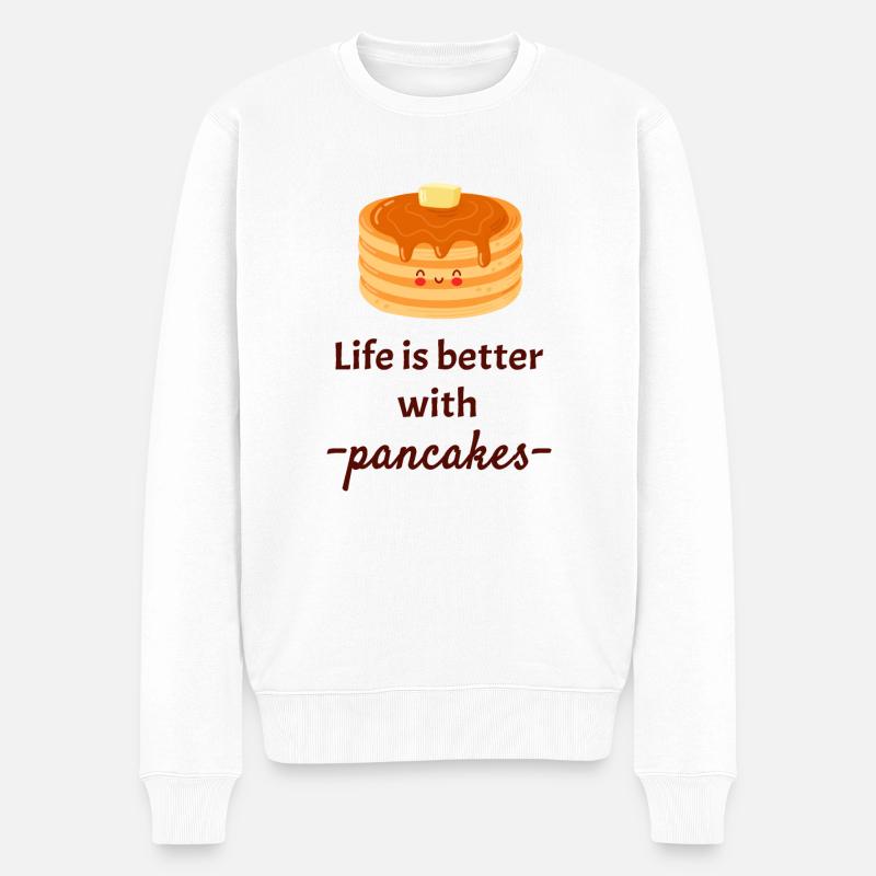 Pancakes - Männer Premium Bio Pullover - Weiß