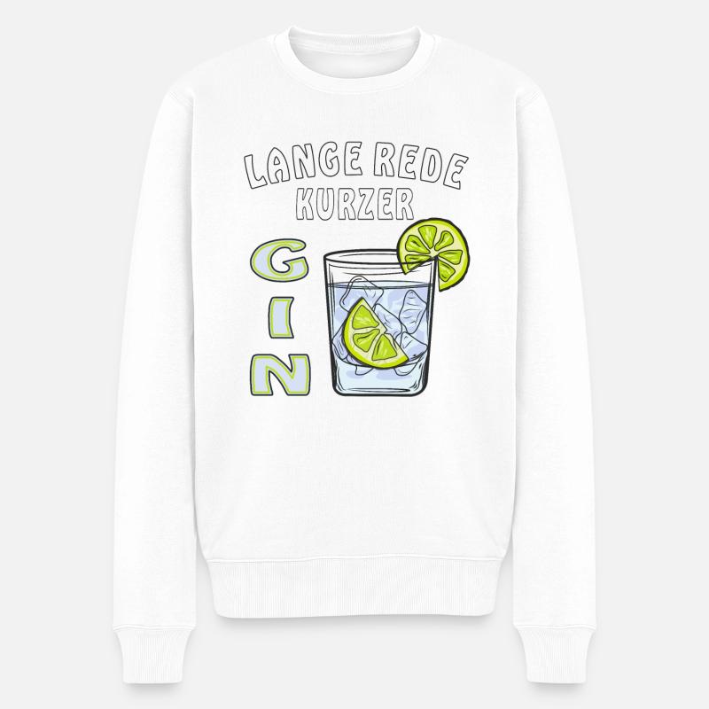 LANGE REDE KURZER GIN - Männer Premium Bio Pullover - Weiß