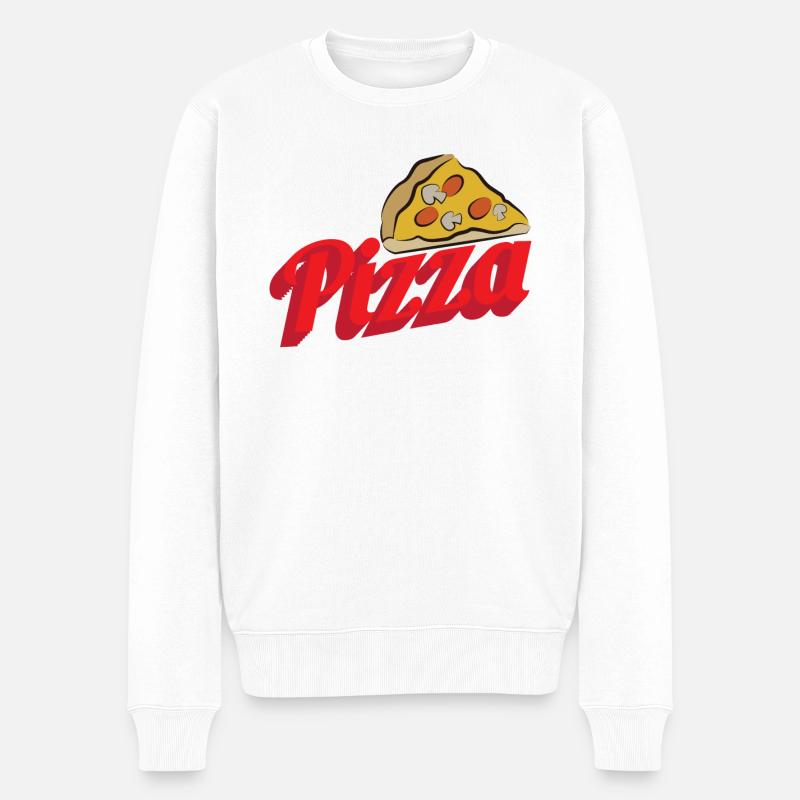 Pizza - Männer Premium Bio Pullover - Weiß