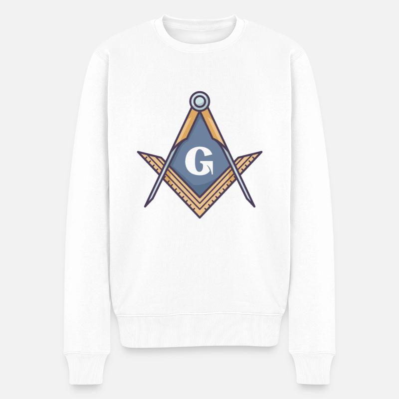Freimaurer Emblem - Männer Premium Bio Pullover - Weiß