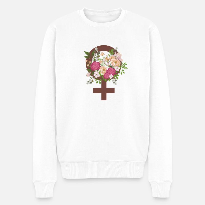 Female Power / Powerfrau / Super Girl Statement - Männer Premium Bio Pullover - Weiß
