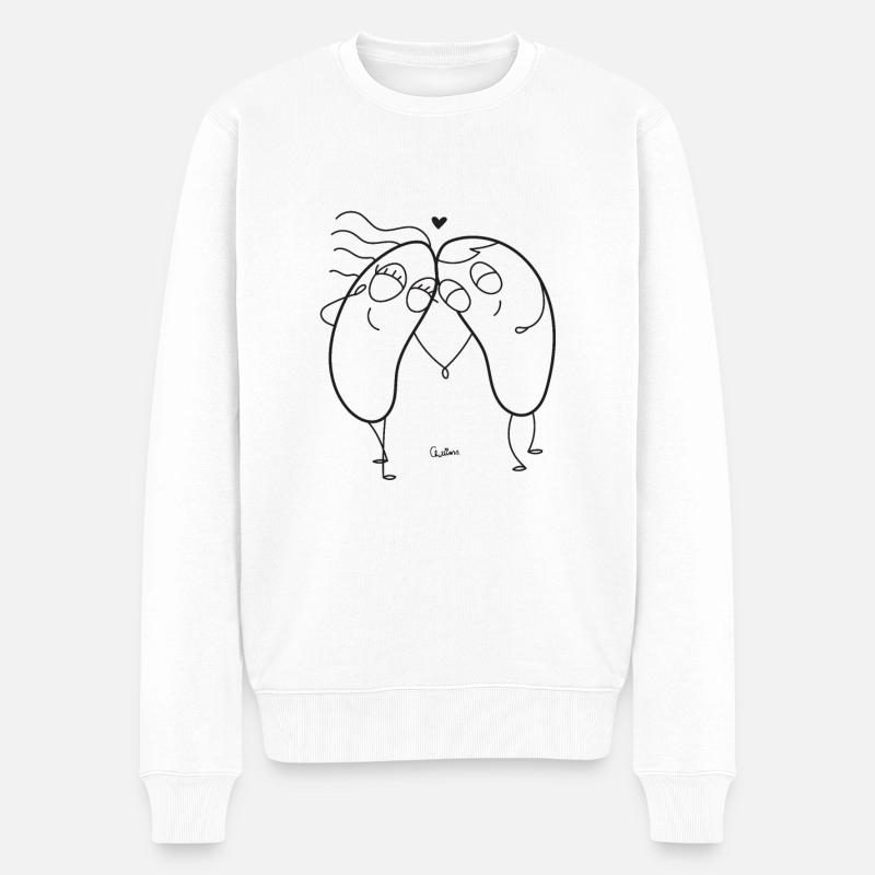 Chillions Liebespaar - Männer Premium Bio Pullover - Weiß