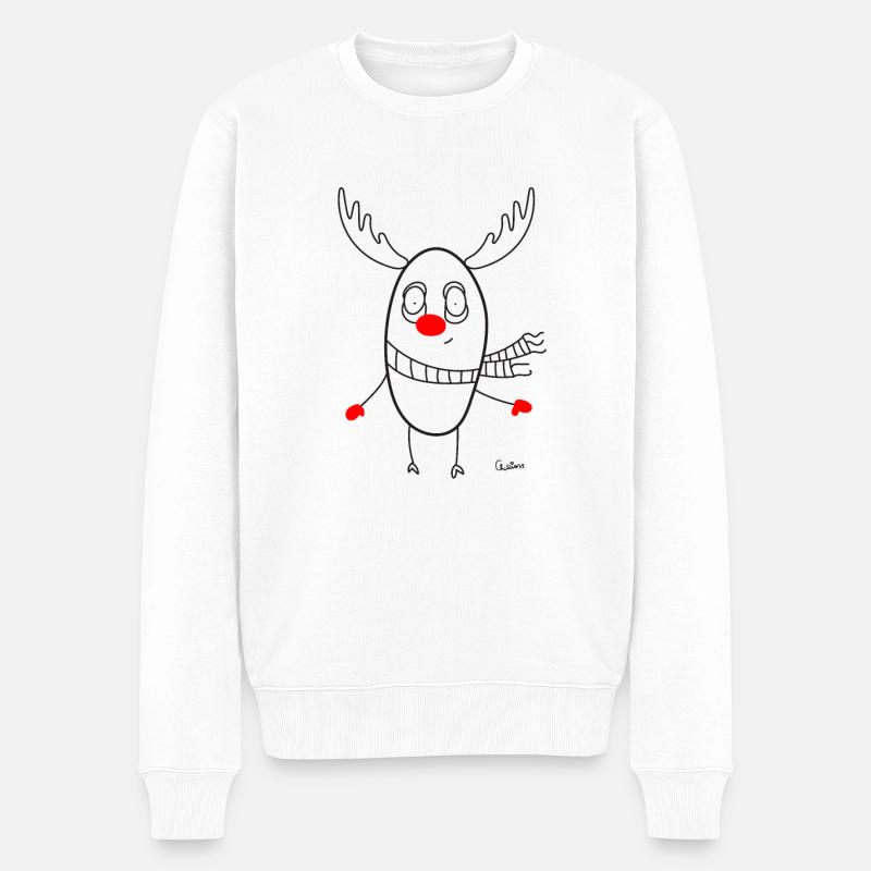 Chillions Rudolph Red Nosed - Männer Premium Bio Pullover - Weiß