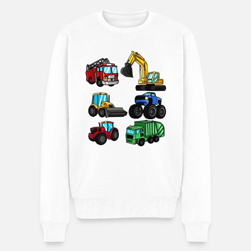 Bagger Feuerwehr Traktor Fahrzeuge Kinder Geschenk - Männer Premium Bio Pullover - Weiß